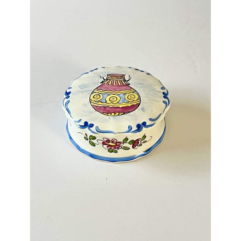 Vintage‎ Trinket Box Decor Main Hand Painted Made In France